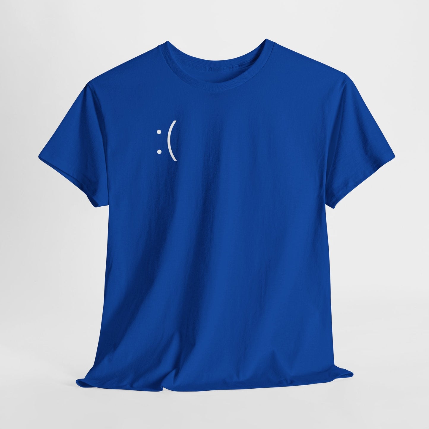 Blue Screen of Death Smiley Windows Blue Error Screen Shirt Unisex Heavy Cotton Tee with Sad Face Design - BLACKLIGHT