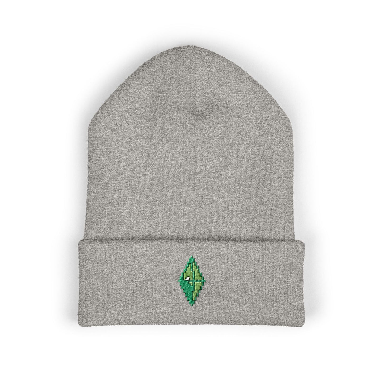 Sims Green Diamond Pixel Art Embroidered Beanie Nostalgic Gaming - BLACKLIGHT