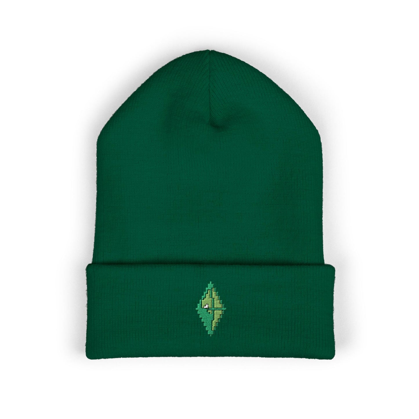 Sims Green Diamond Pixel Art Embroidered Beanie Nostalgic Gaming - BLACKLIGHT