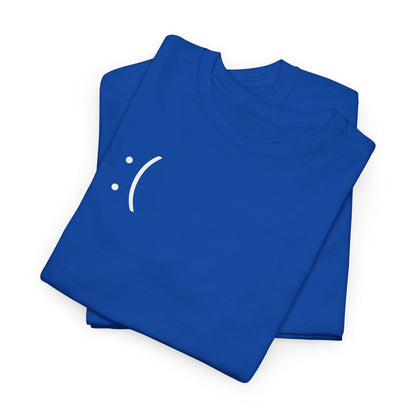 Blue Screen of Death Smiley Windows Blue Error Screen Shirt Unisex Heavy Cotton Tee with Sad Face Design - BLACKLIGHT