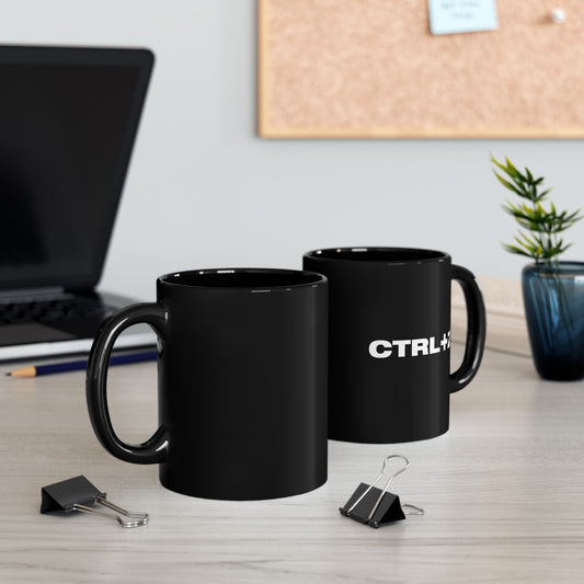 CTRL+Z Black Mug - Undo Keyboard Coffee Cup for Editors - BLACKLIGHT