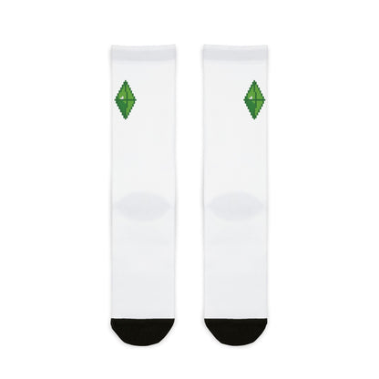Sims Green Diamond Pixel Art Socks Nostalgic Gaming - BLACKLIGHT